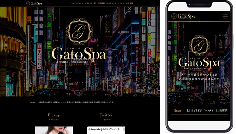 制作事例,東京レディースエステ｢gatospa｣様のホームページ制作事例の画像